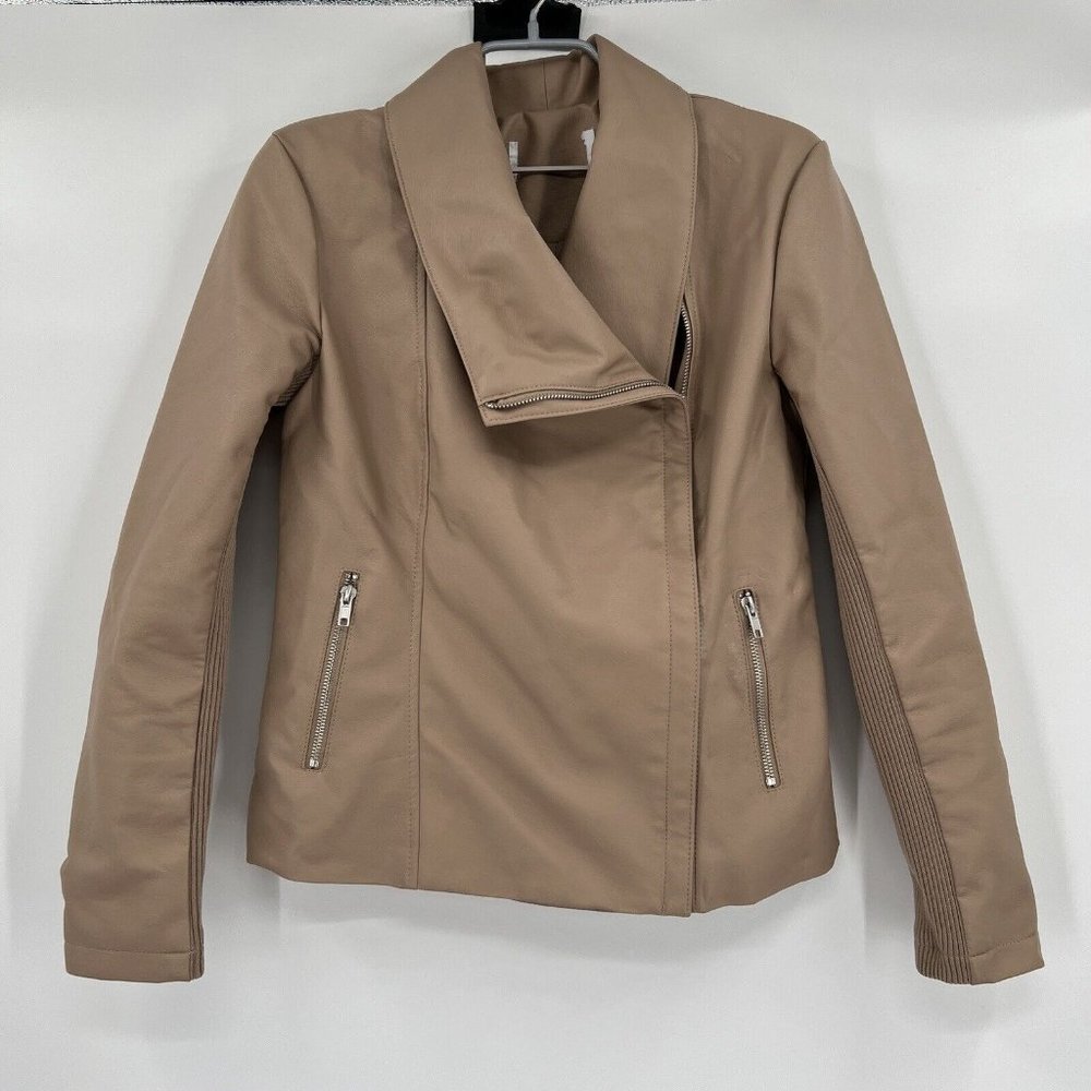 BB Dakota x Steve Madden Tan Chic Street Asymmetrical Jacket sz S  **Read**